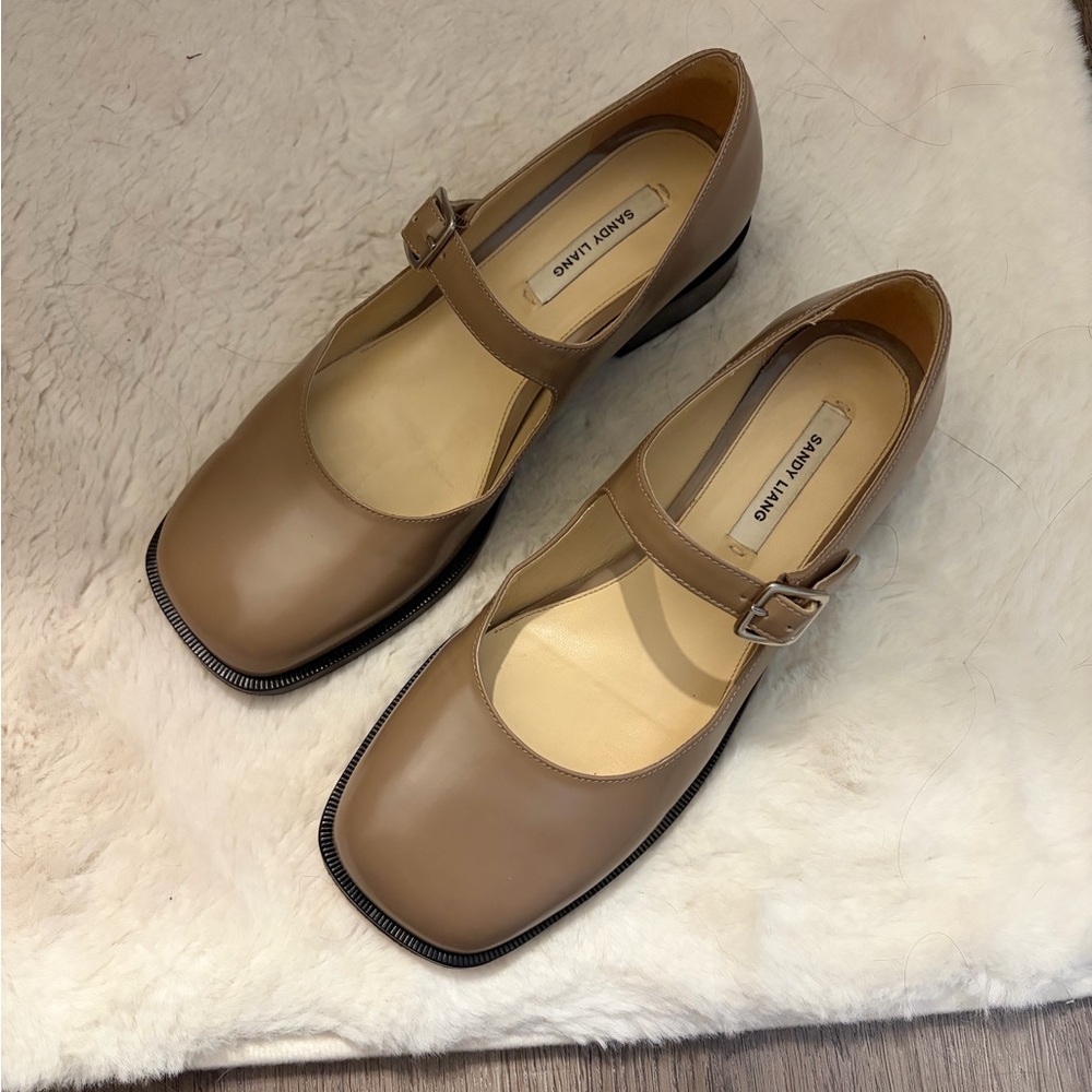 Sandy Liang Taupe Mary Janes